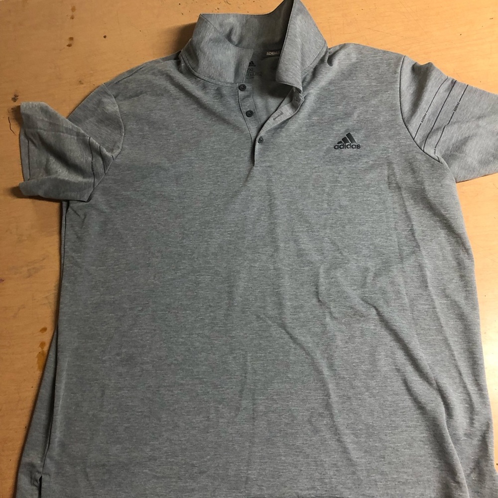 adidas Men's Heather Grey Polo with Subtle Logo
